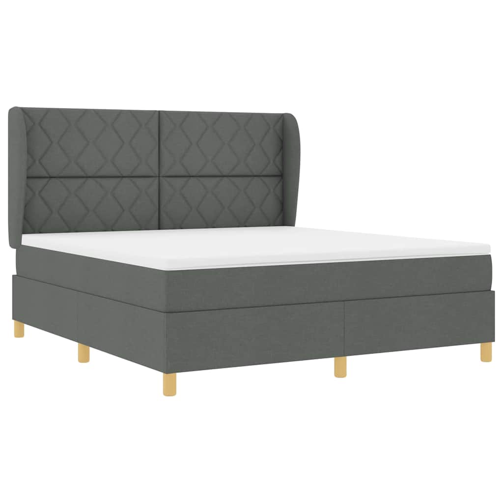 Krevet s opruga kutije Tamno siva 200 x 180 cm tkanina