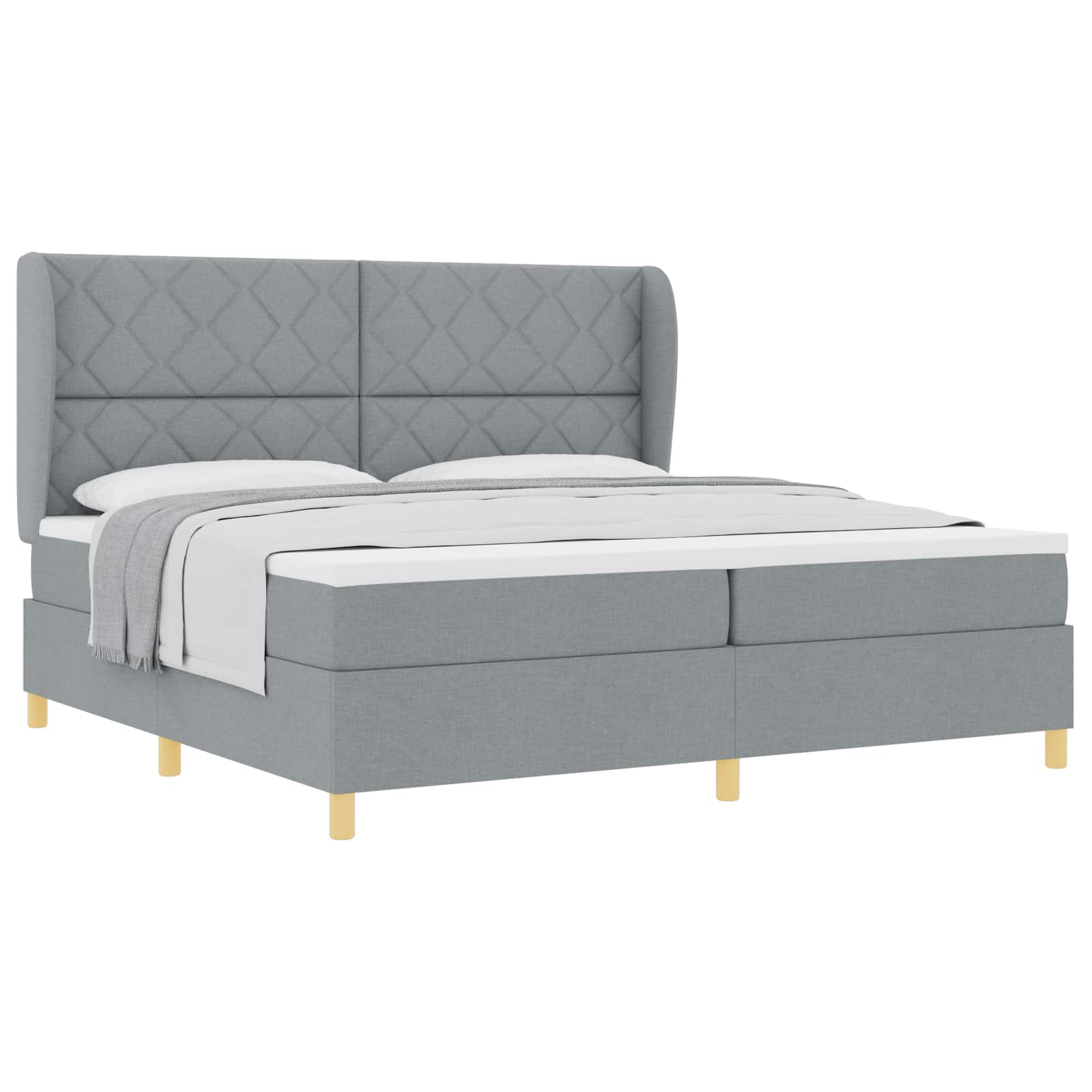 Krevet s opruga kutije Svijetlo siva 200 x 200 cm tkanina