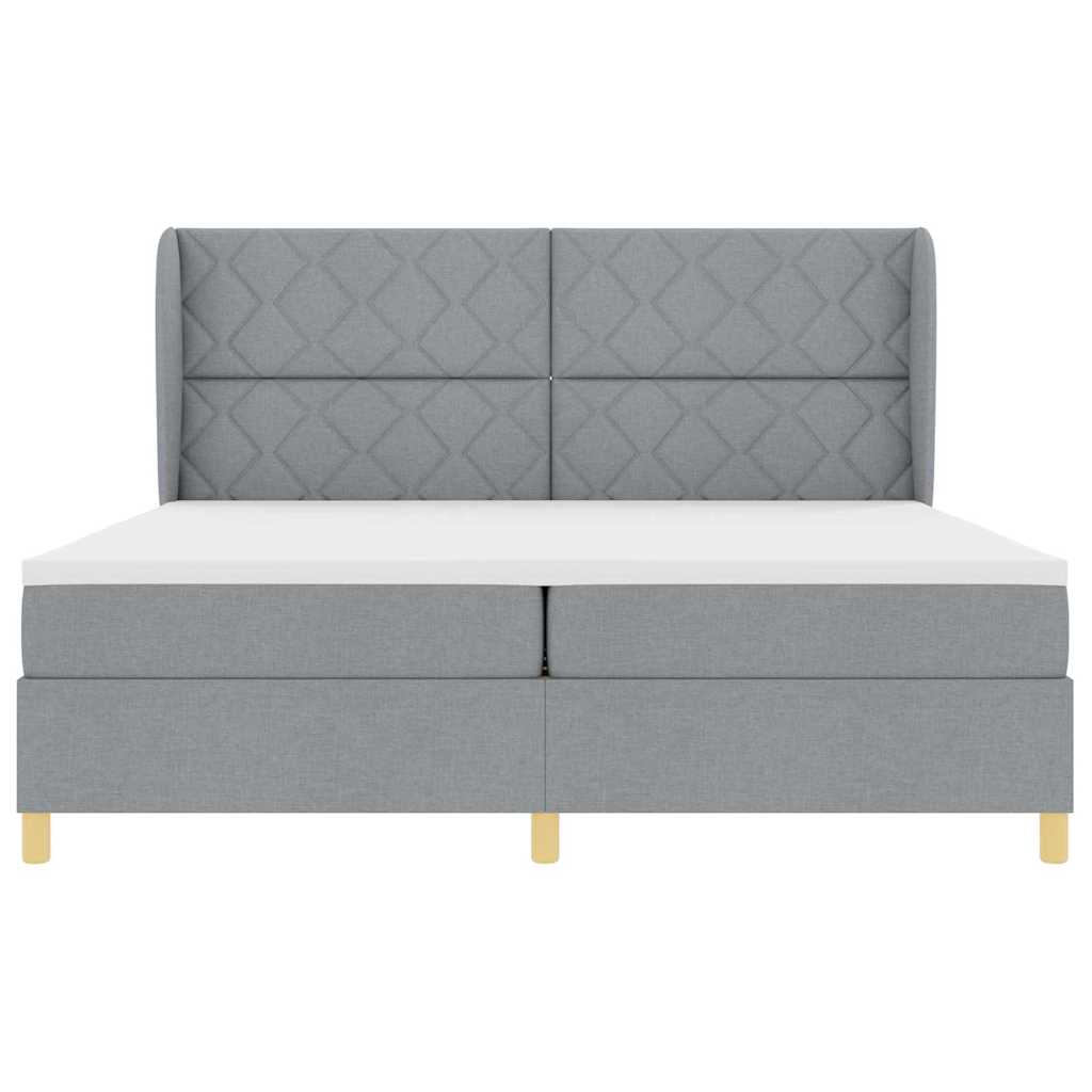 Krevet s opruga kutije Svijetlo siva 200 x 200 cm tkanina