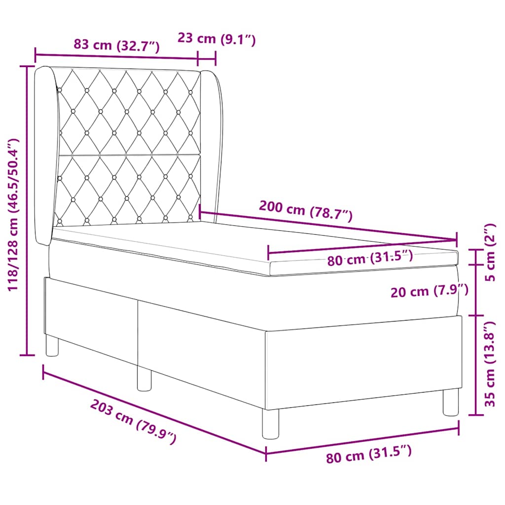 Krevet s opruga kutije Svijetlo siva 200 x 80 cm Baršun