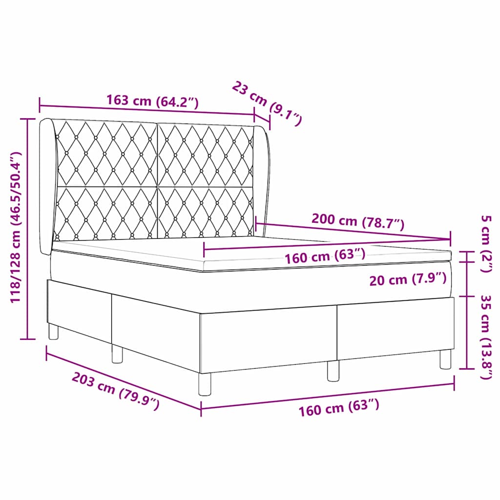 Krevet s opruga kutije Svijetlo siva 200 x 160 cm Baršun