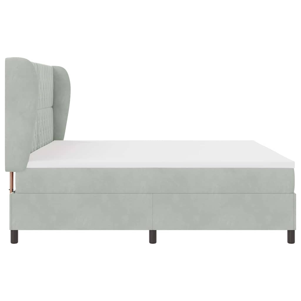 Krevet s opruga kutije Svijetlo siva 200 x 200 cm Baršun