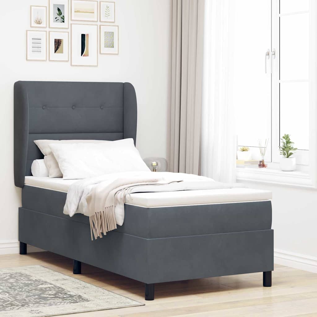 Krevet s opruga kutije Tamno siva 200 x 80 cm Baršun