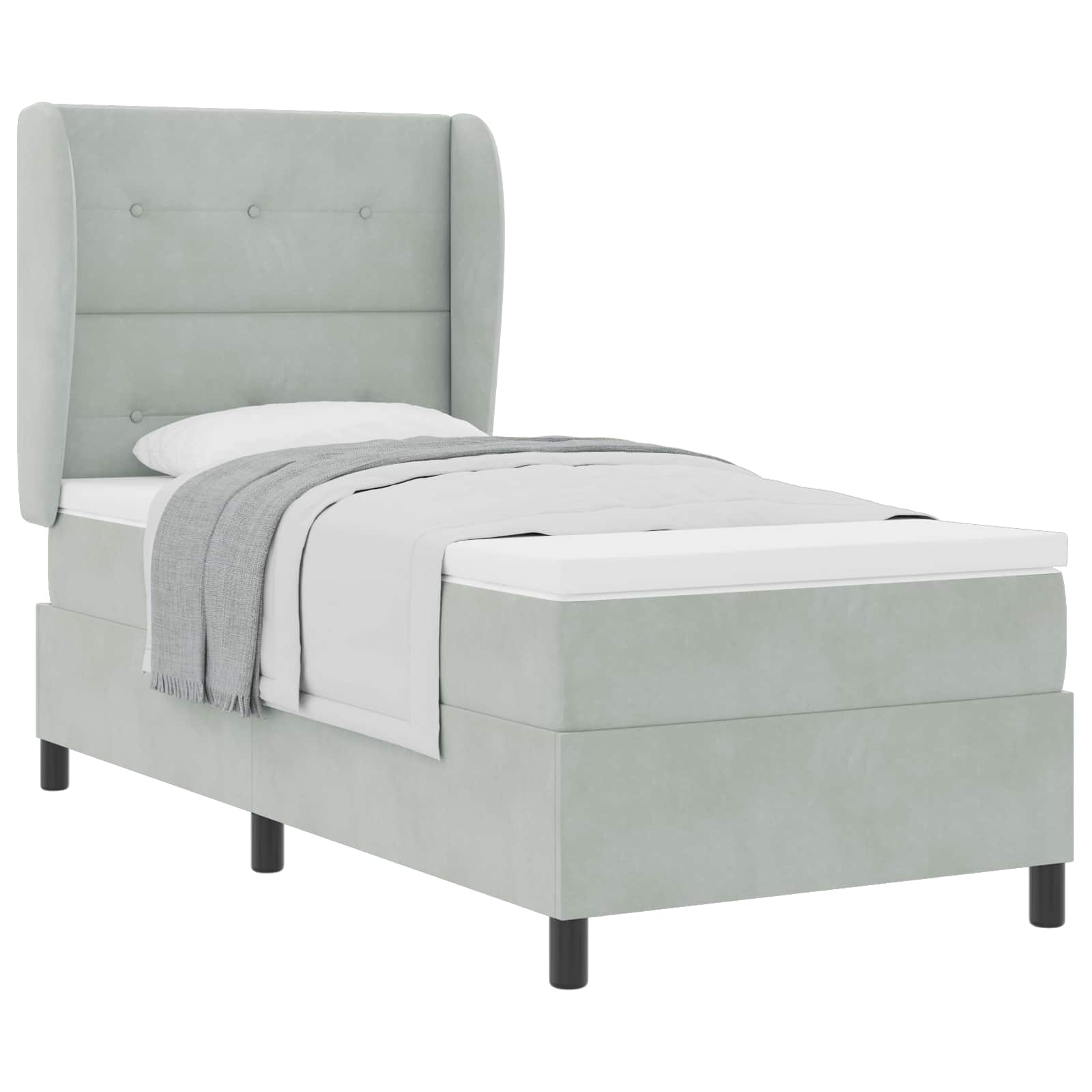 Krevet s opruga kutije Svijetlo siva 190 x 90 cm Baršun