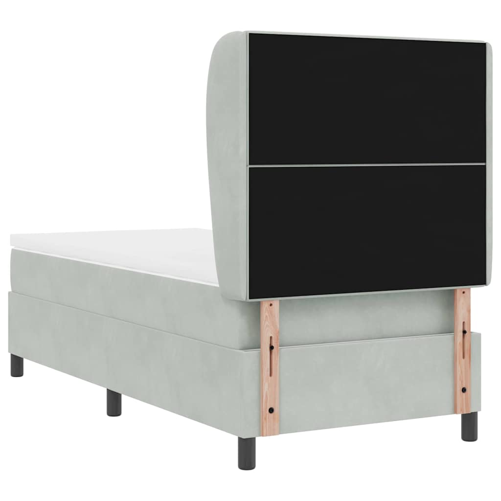 Krevet s opruga kutije Svijetlo siva 190 x 90 cm Baršun