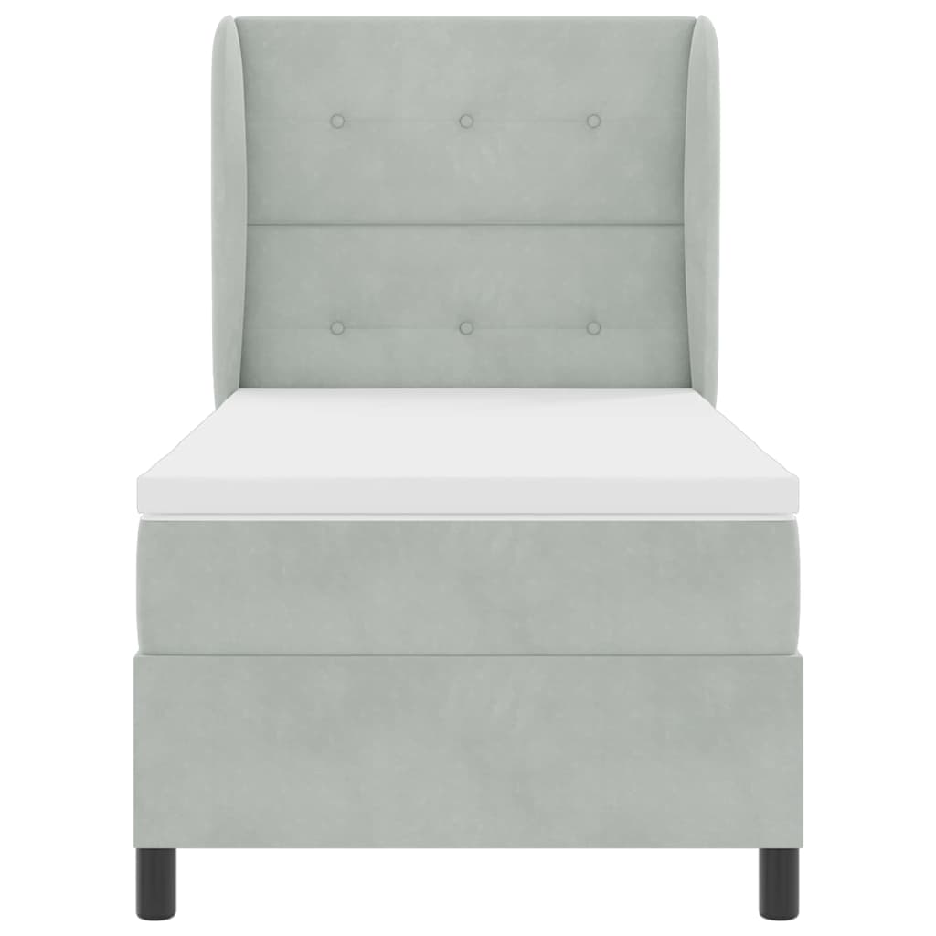 Krevet s opruga kutije Svijetlo siva 190 x 90 cm Baršun