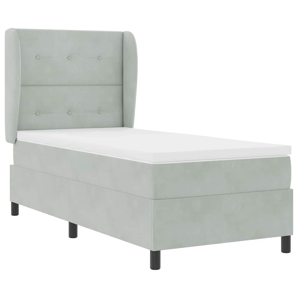Krevet s opruga kutije Svijetlo siva 200 x 90 cm Baršun