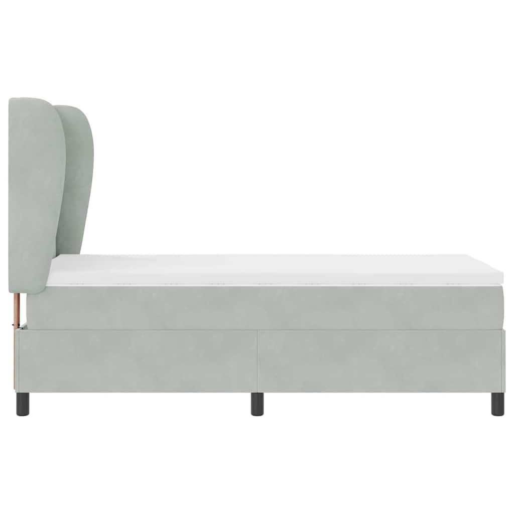 Krevet s opruga kutije Svijetlo siva 200 x 90 cm Baršun