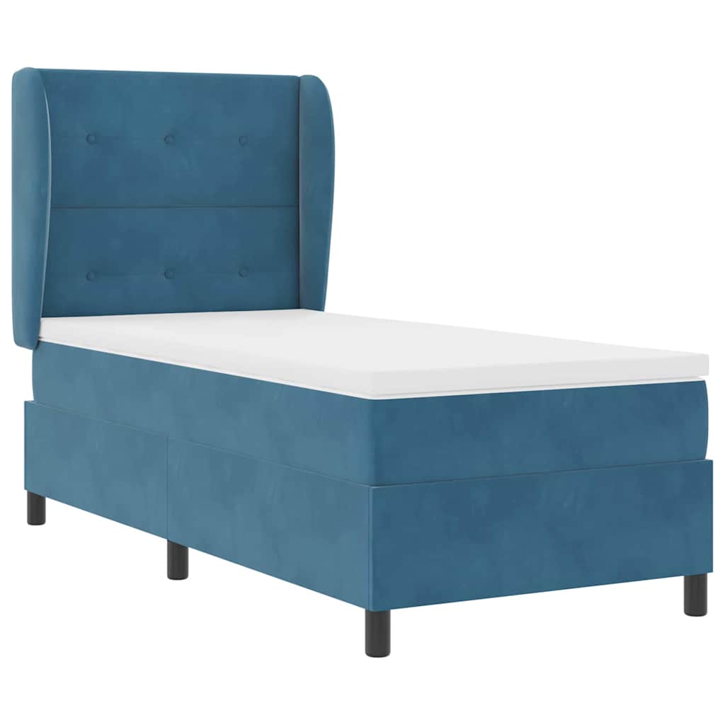 Krevet s opruga kutije Tamno plava 200 x 90 cm Baršun