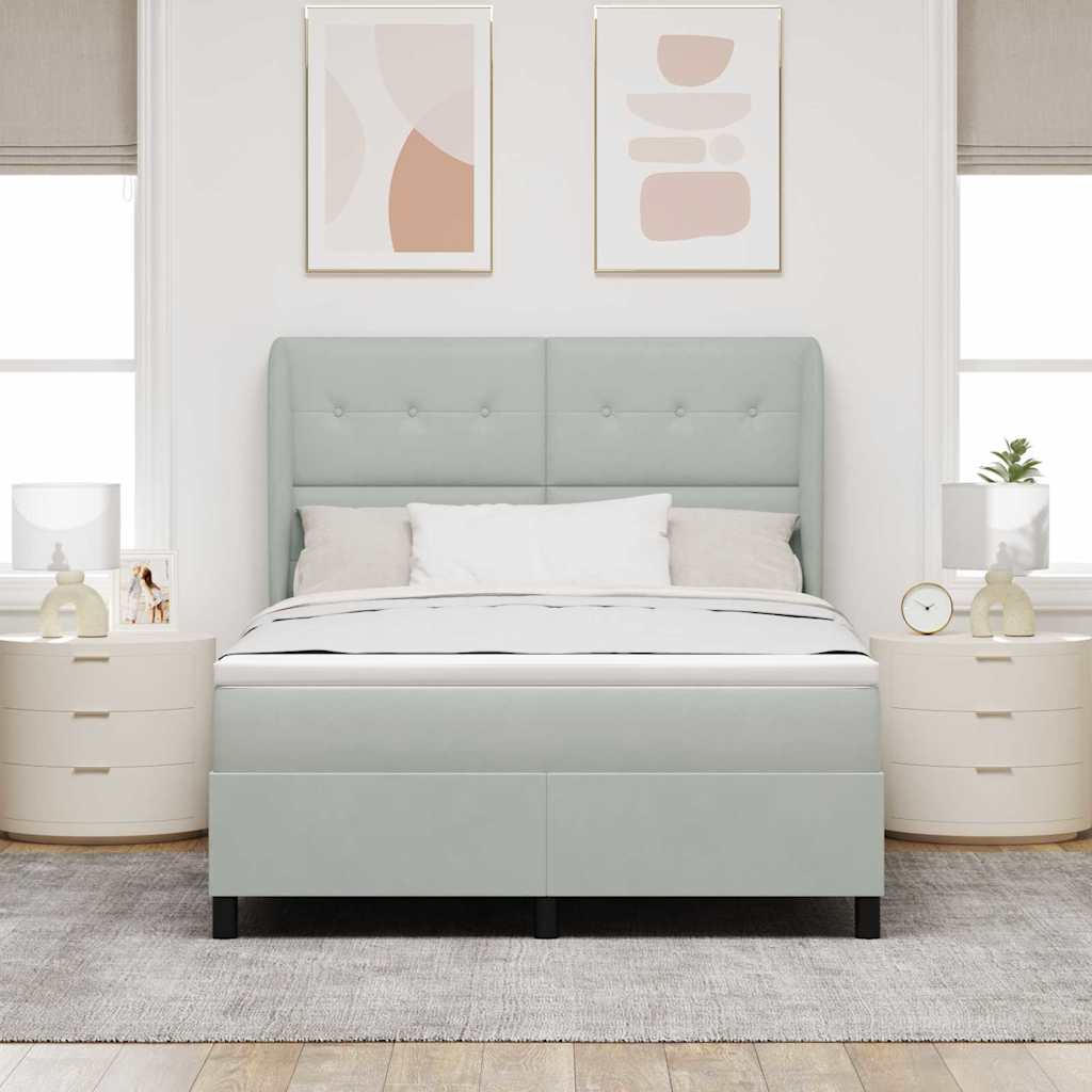 Krevet s opruga kutije Svijetlo siva 200 x 160 cm Baršun