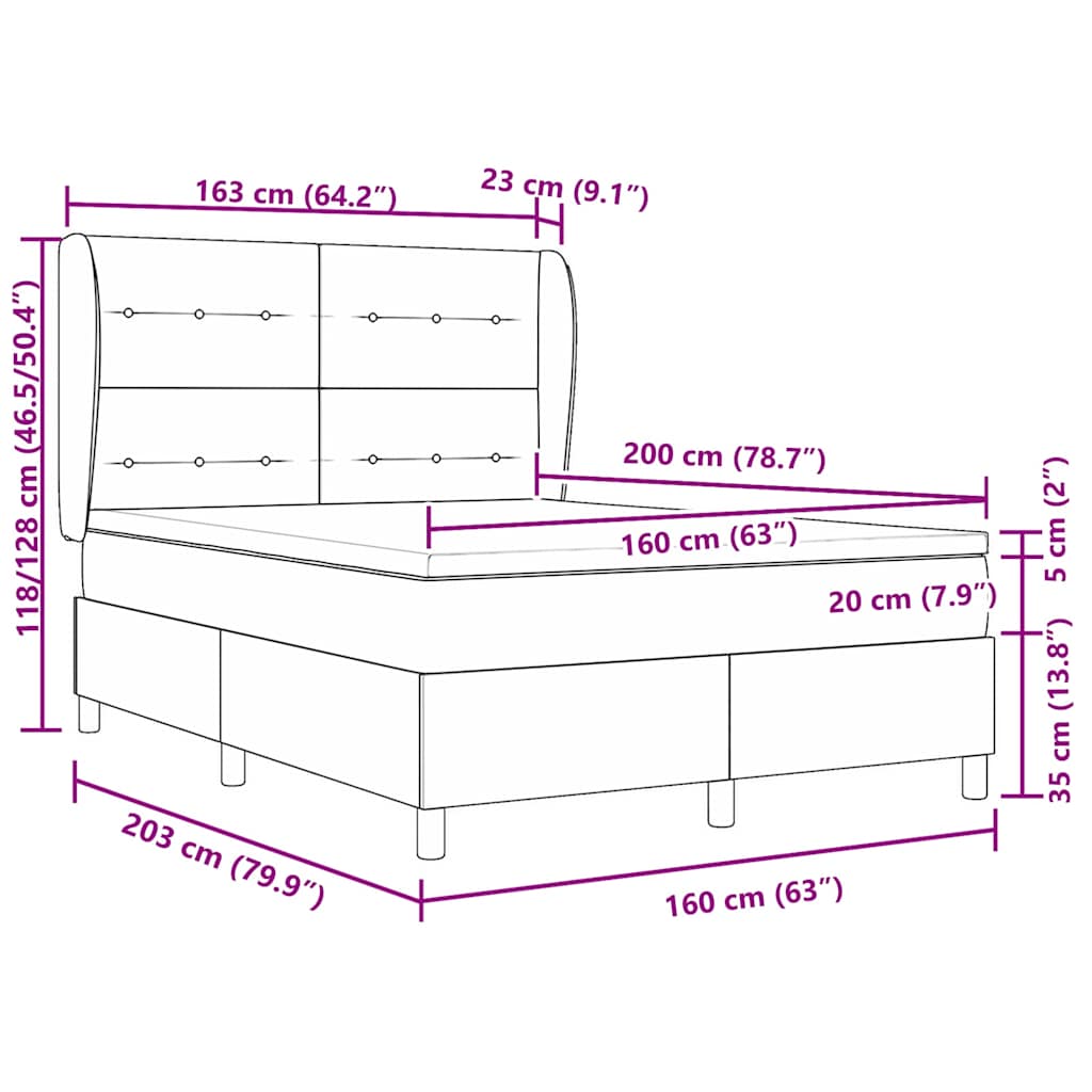 Krevet s opruga kutije Tamnozelena 200 x 160 cm Baršun