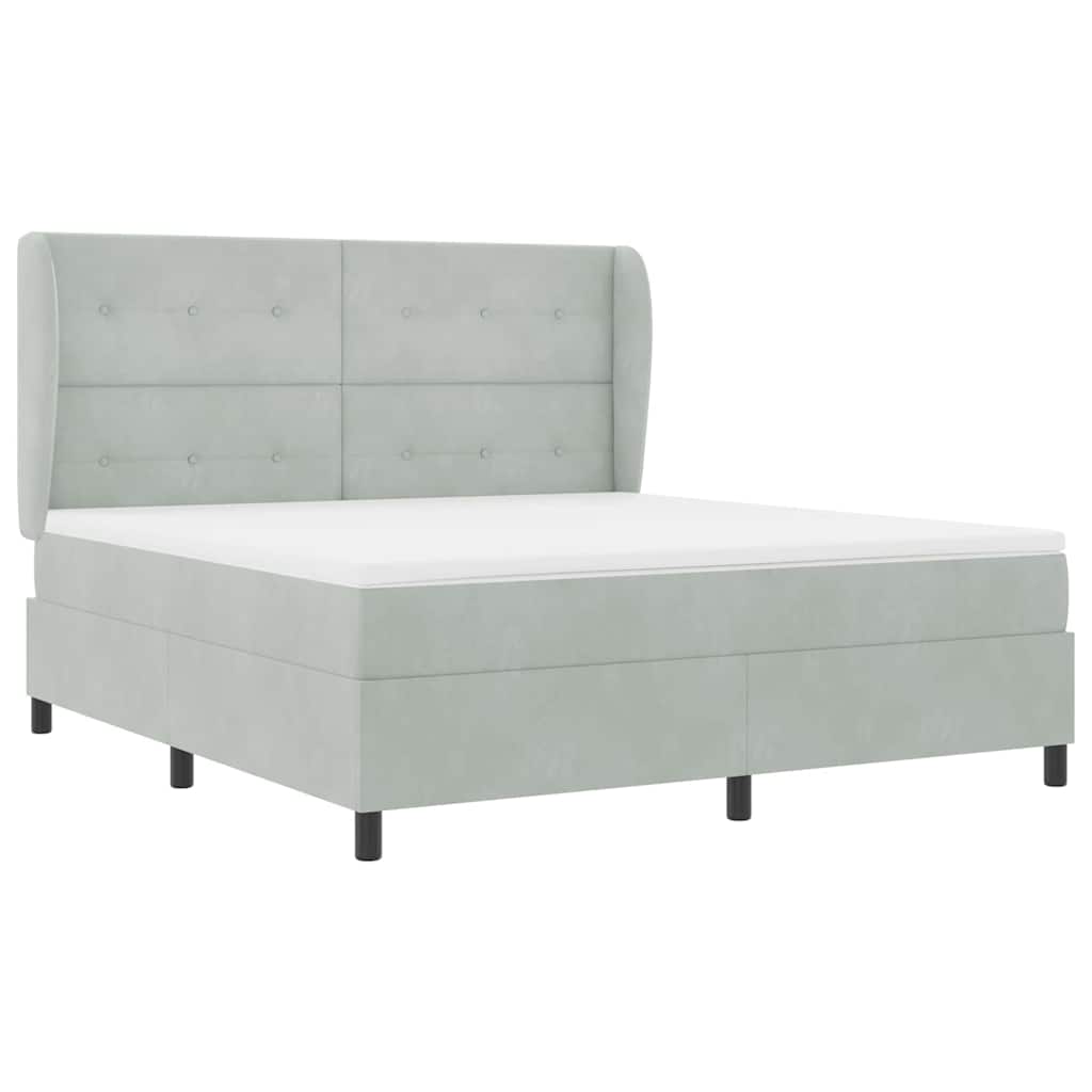 Krevet s opruga kutije Svijetlo siva 200 x 180 cm Baršun