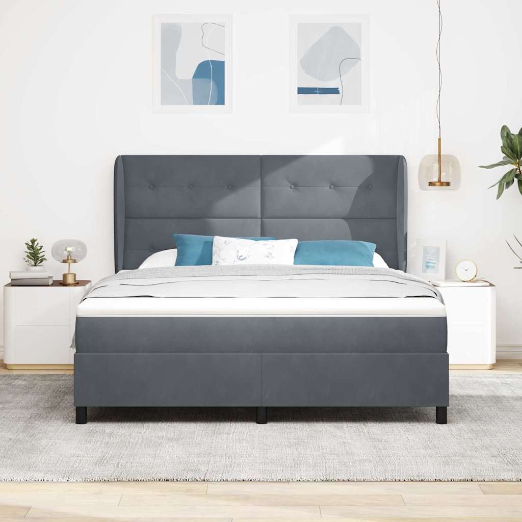 Krevet s opruga kutije Tamno siva 200 x 180 cm Baršun