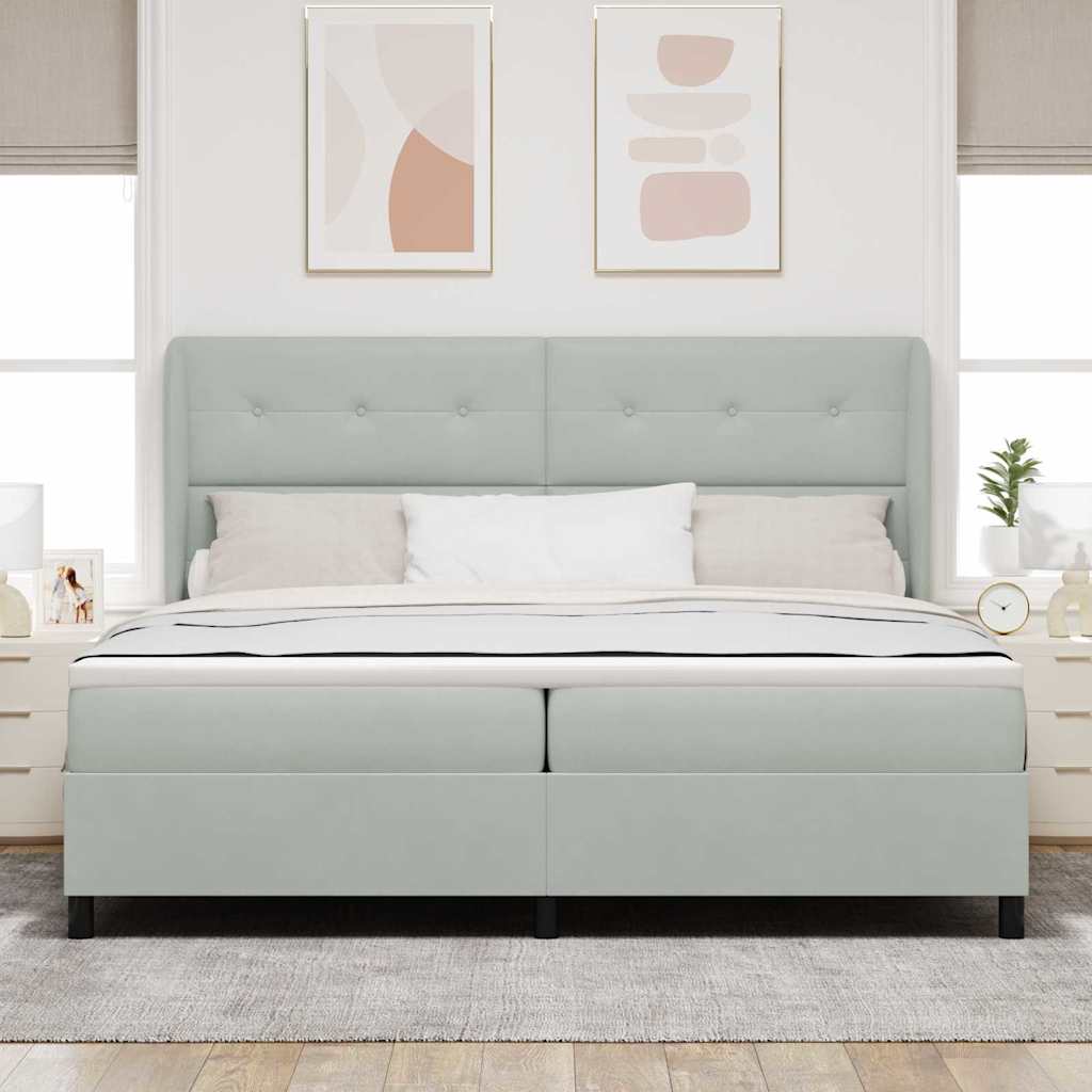 Krevet s opruga kutije Svijetlo siva 200 x 200 cm Baršun