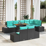 Vrtni set za objed 9 kom. 8-Broj sjedala Crna i Plavozelena