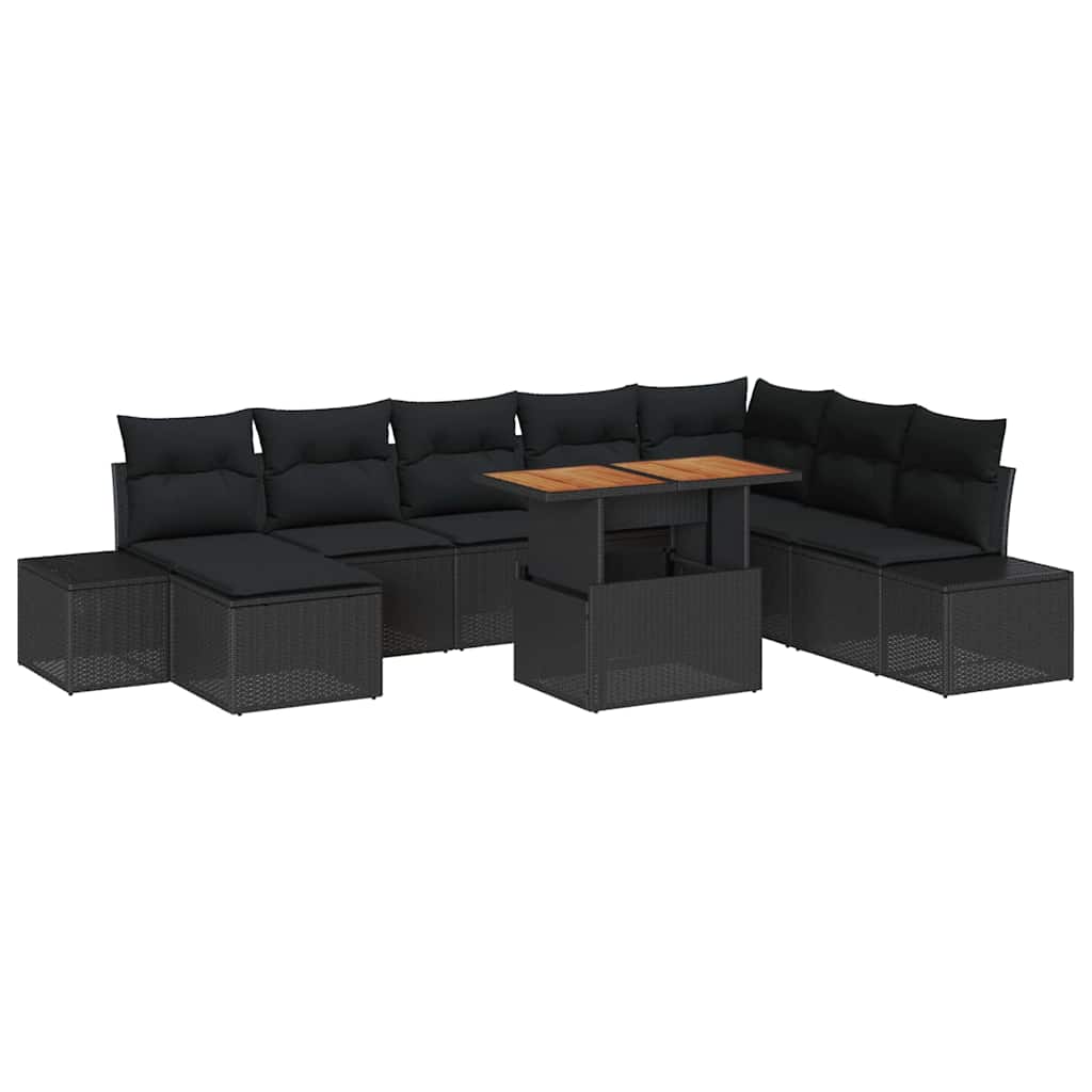Vrtni set za objed s jastukom 9 pcs Crna i smeđa