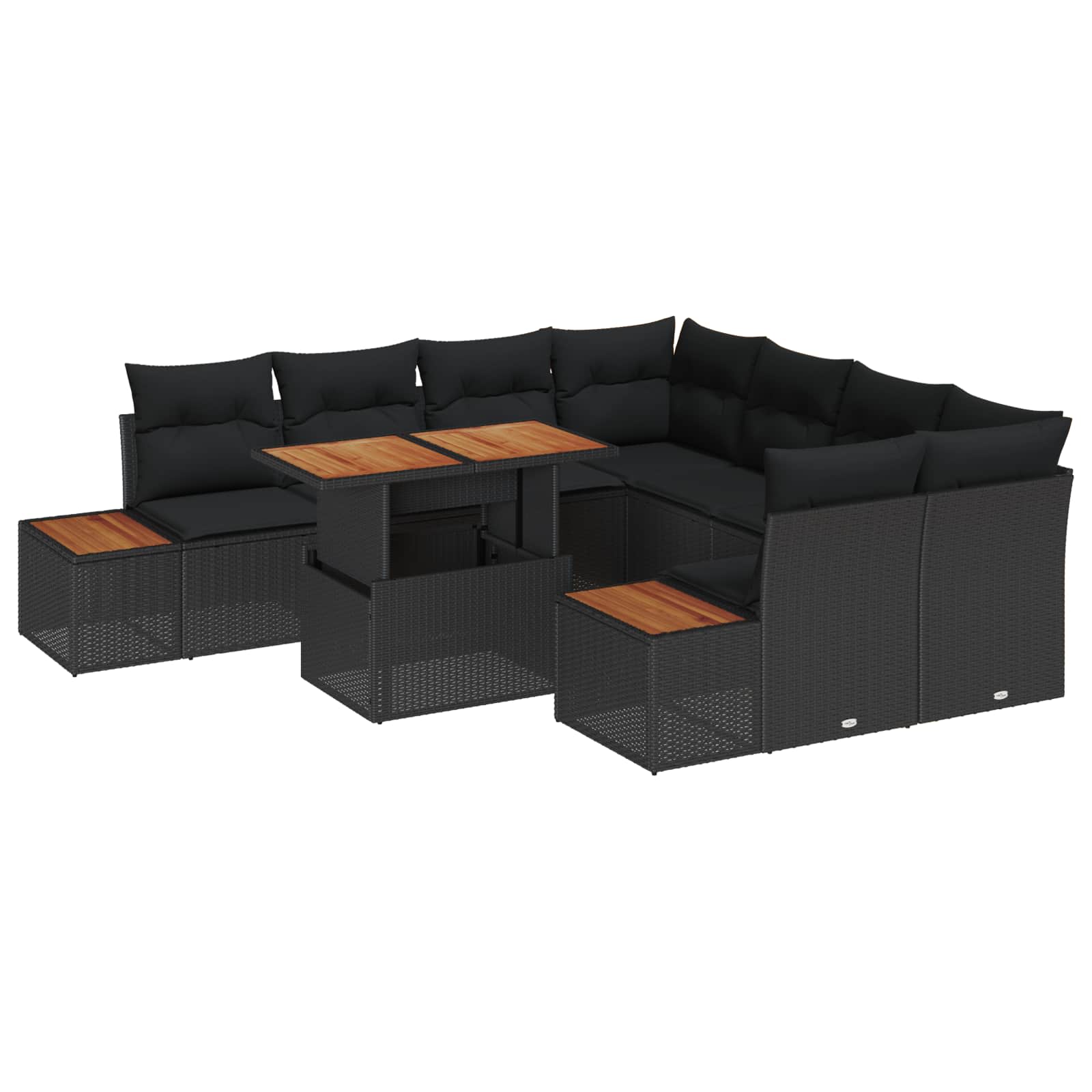 Vrtni set za objed s jastukom 9 pcs Crna i smeđa