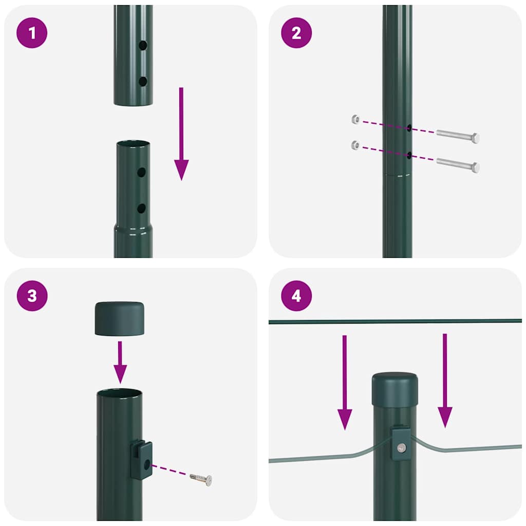 Stup za ogradu 26 pcs Zelena 3,2 x 3,2 x 190 cm