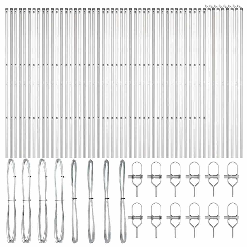 Stup za ogradu 52 pcs Siva 3,2 x 3,2 x 200 cm