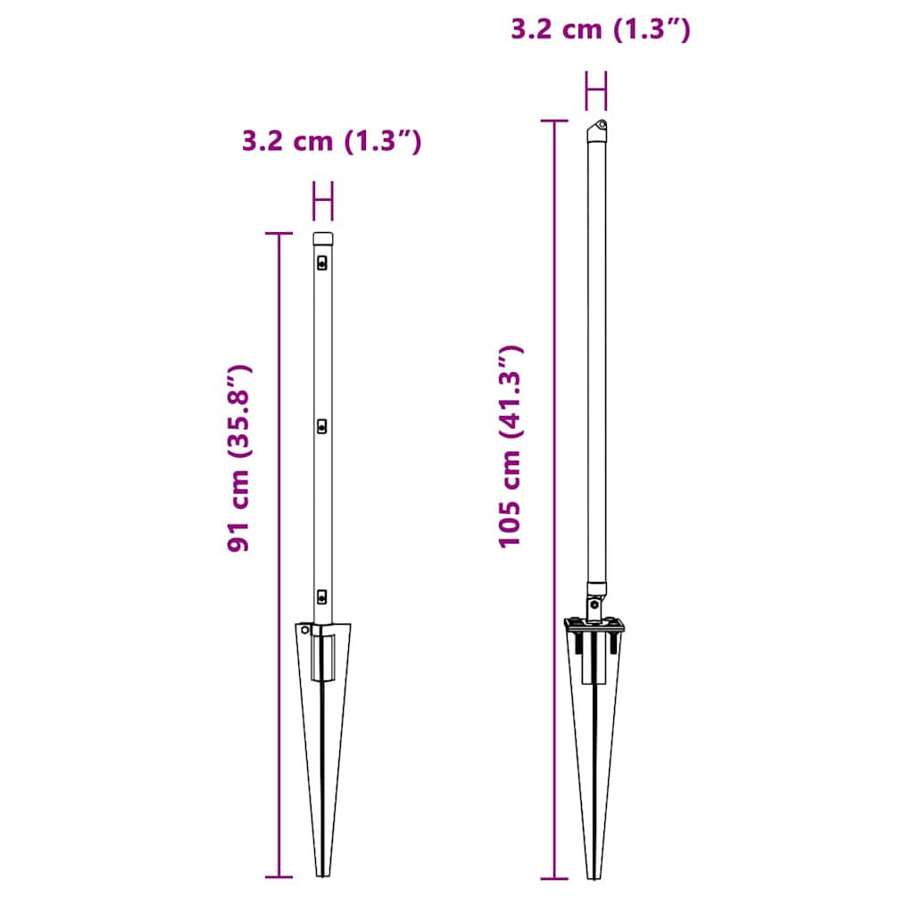 Stup za ogradu 26 pcs Siva 3,2 x 3,2 x 105 cm