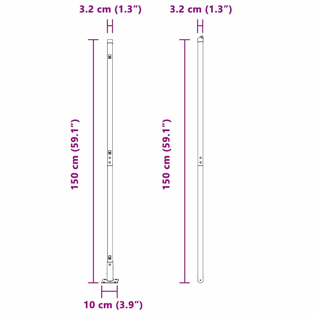 Stup za ogradu 52 pcs Siva 3,2 x 3,2 x 150 cm
