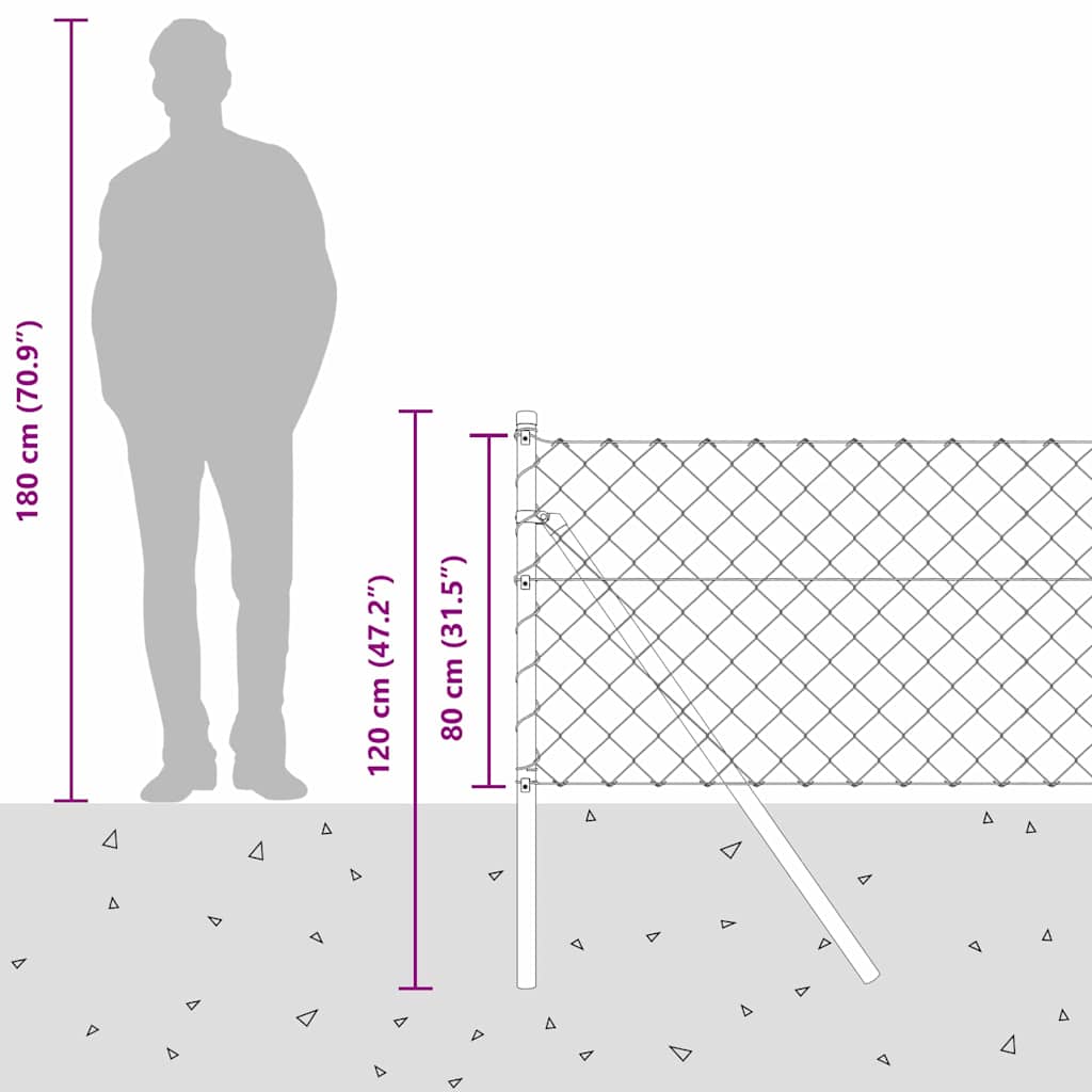 Stup za ogradu Zelena 10 x 0,8 m (60 x 60 mm mreža) Čelik i PVC