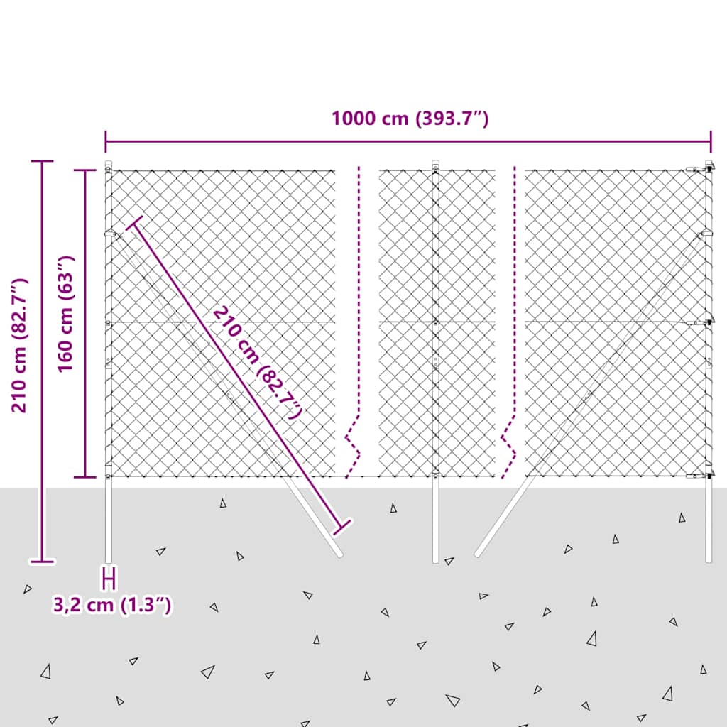 Stup za ogradu Zelena 10 x 1,6 m (60 x 60 mm mreža) Čelik i PVC