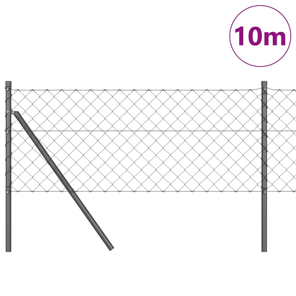 Stup za ogradu Siva 10 x 0,8 m (60 x 60 mm mreža) Čelik i PVC