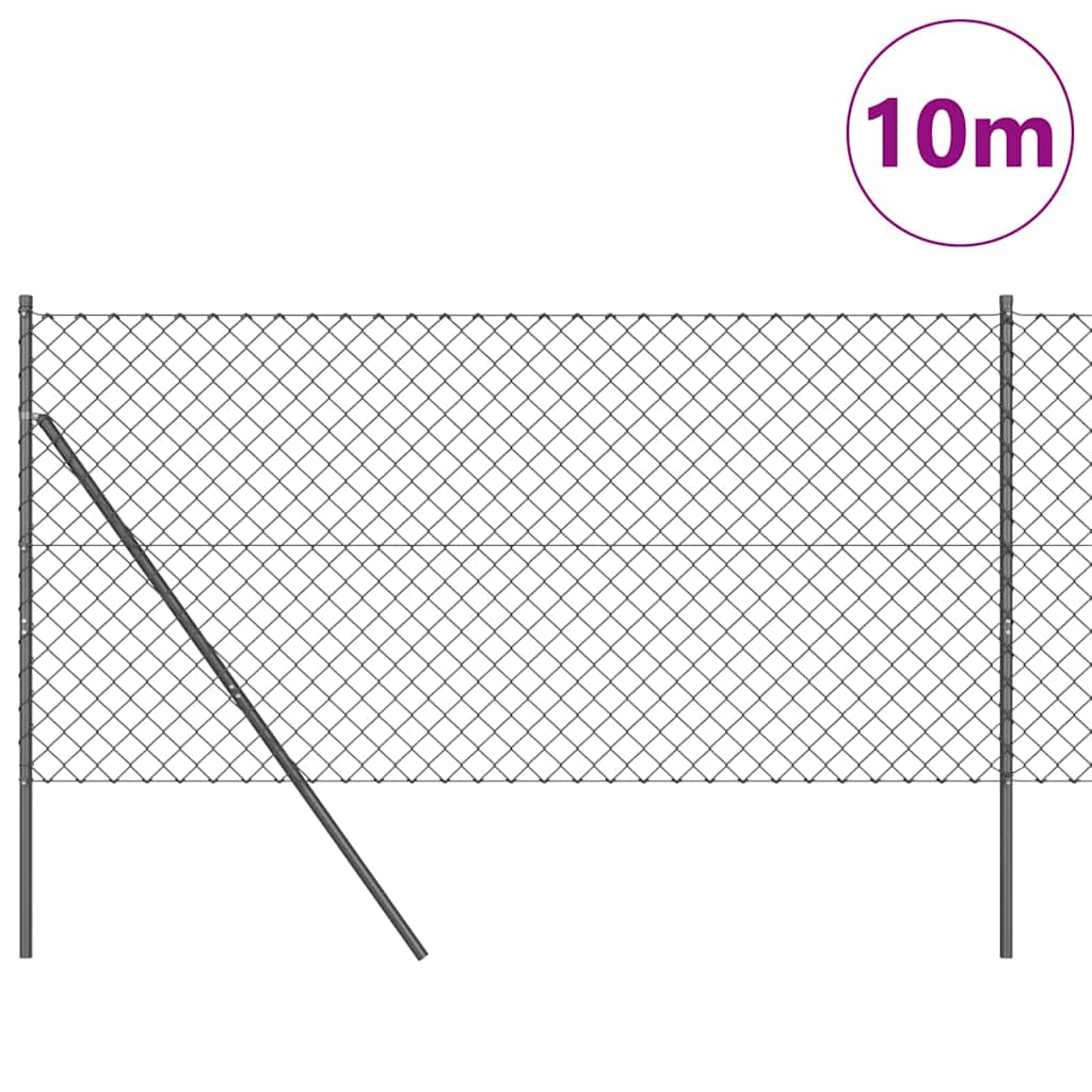 Stup za ogradu Siva 10 x 1 m (60 x 60 mm mreža) Čelik i PVC