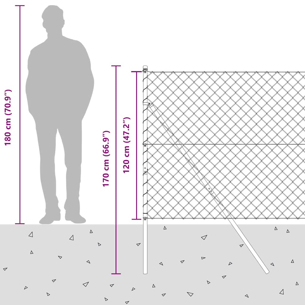Stup za ogradu Siva 10 x 1,2 m (60 x 60 mm mrežica) Čelik i PVC