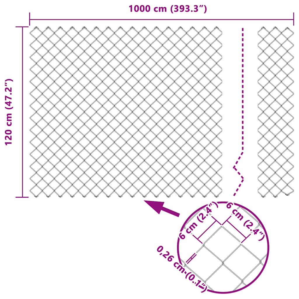Stup za ogradu Siva 10 x 1,2 m (60 x 60 mm mrežica) Čelik i PVC