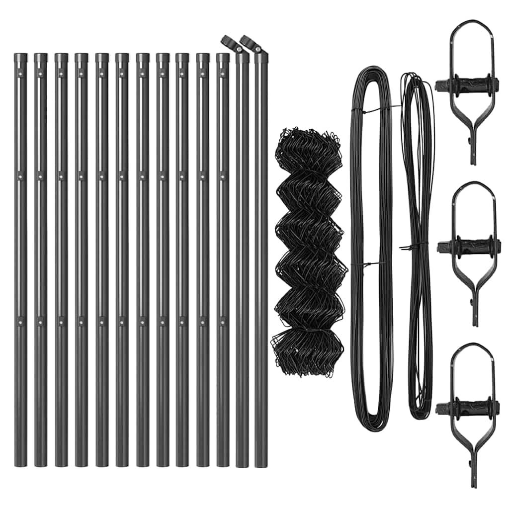 Stup za ogradu Siva 25 x 0,8 m (mreža 40 x 40 mm) Čelik i PVC