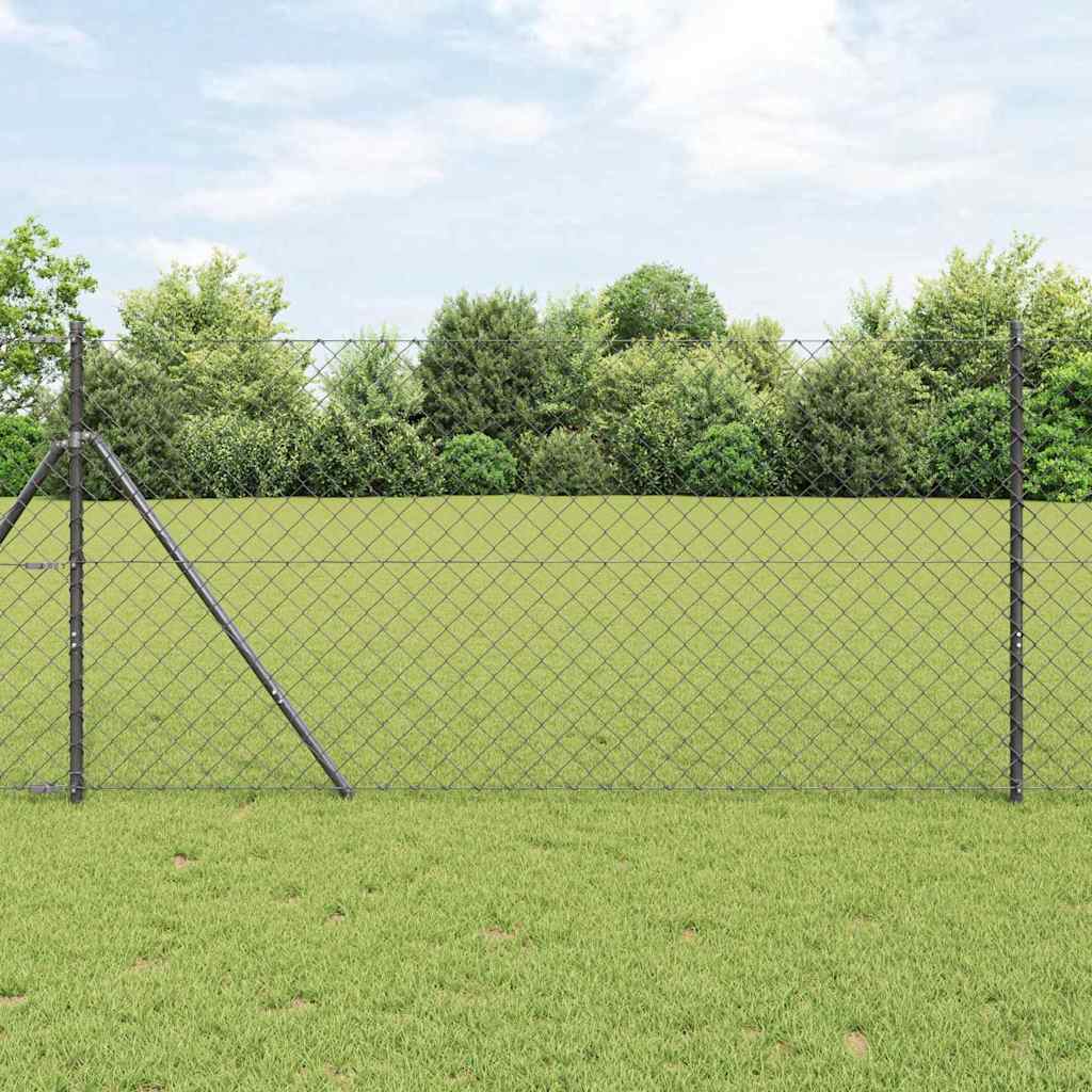 Stup za ogradu Siva 25 x 1,4 m (60 x 60 mm mreža) Čelik i PVC
