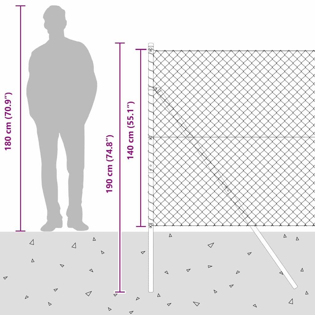 Stup za ogradu Srebrno 10 x 1,4 m (40 x 40 mm mreža) Čelik