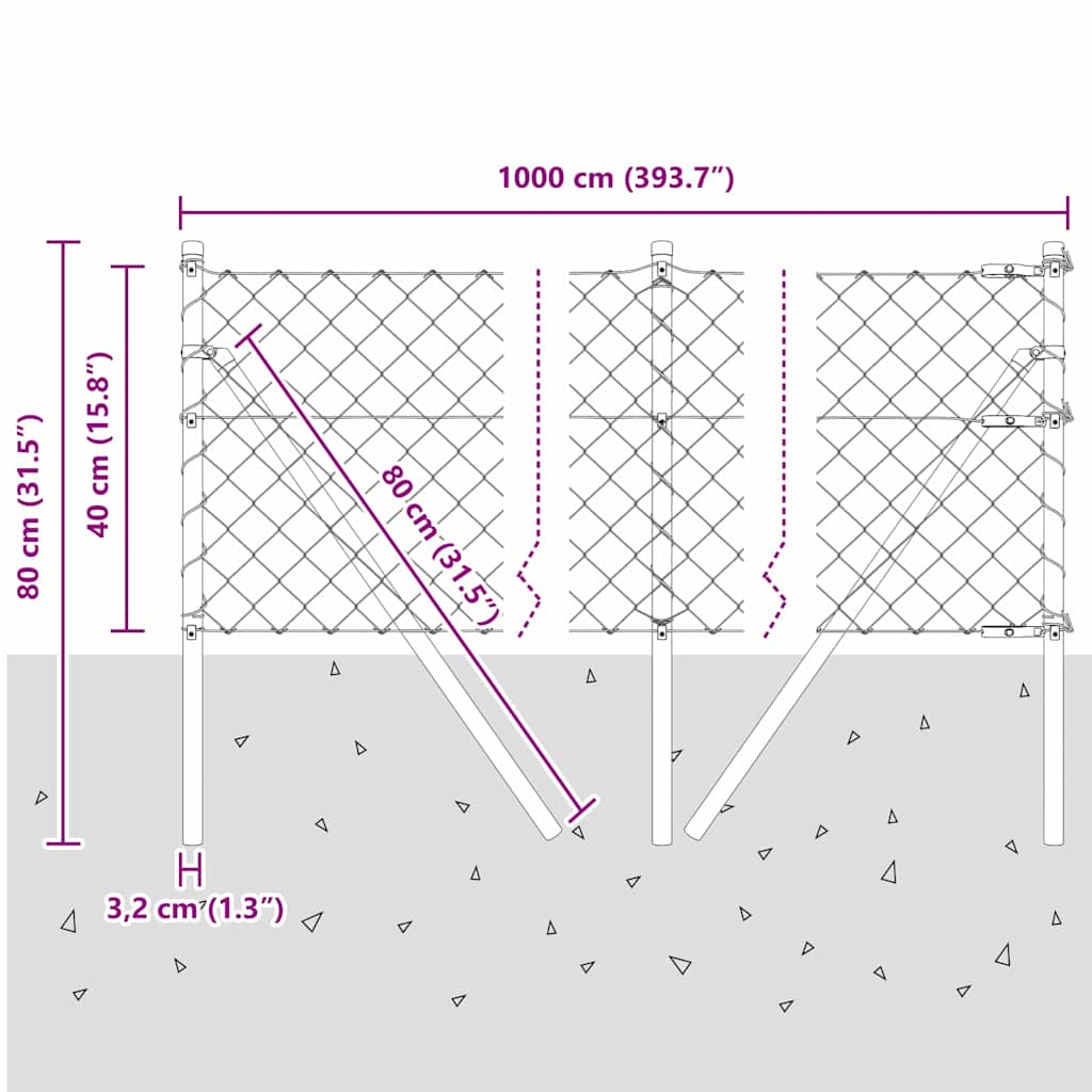 Stup za ogradu Srebrno 10 x 0,4 m (mreža 60 x 60 mm) Čelik