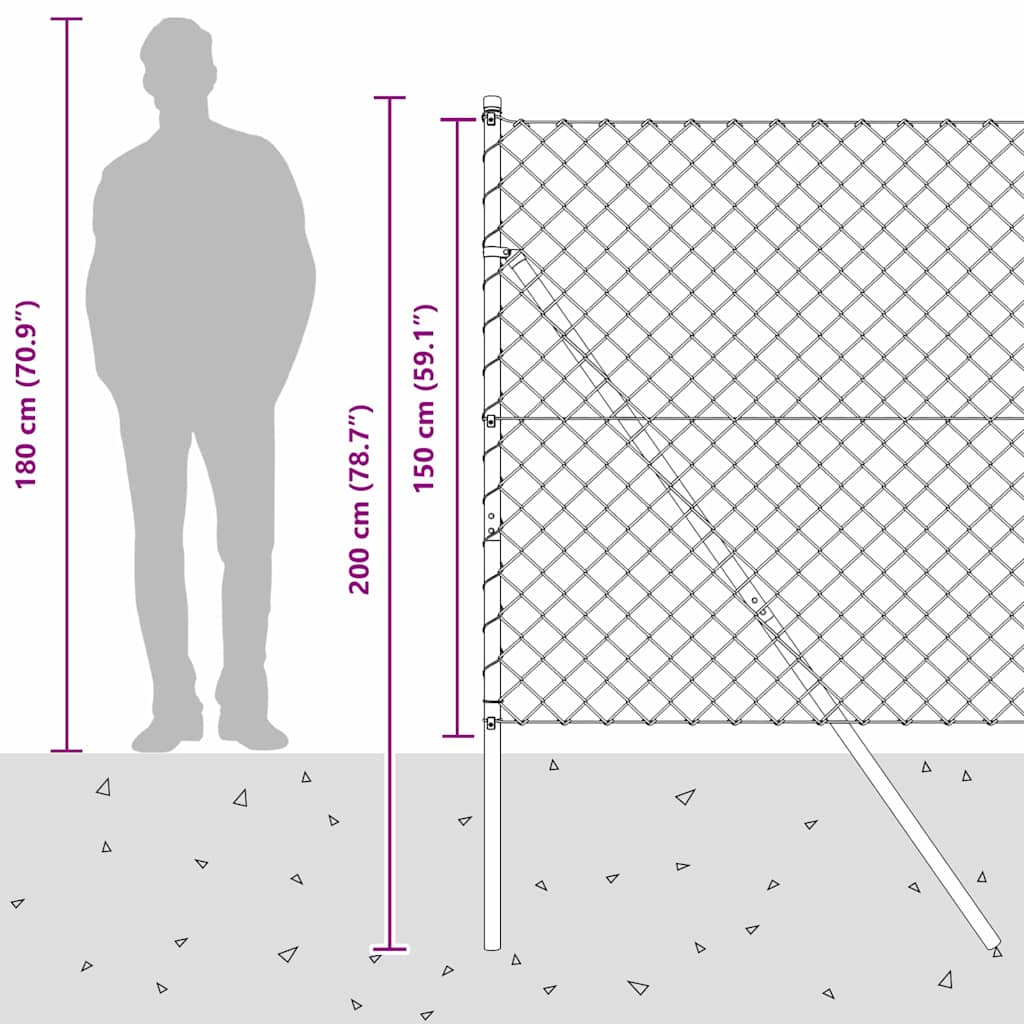 Stup za ogradu Srebrno 10 x 1,5 m (60 x 60 mm mreža) Čelik