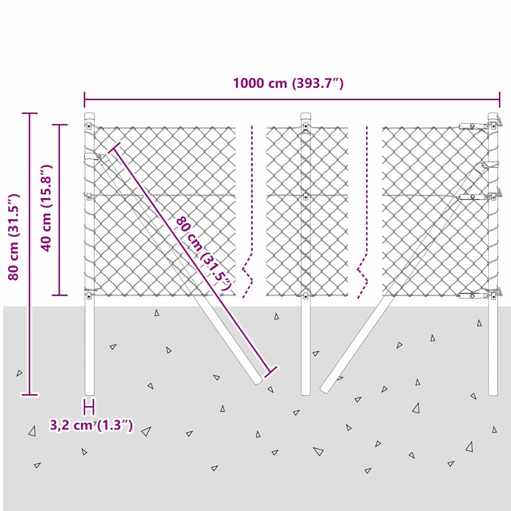 Stup za ogradu Srebrno 25 x 0,4 m (40 x 40 mm mreža) Čelik