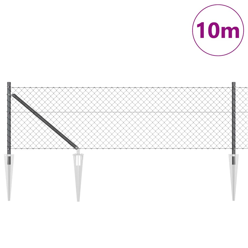 Stup za ogradu Siva 10 x 0,8 m (mreža 40 x 40 mm) Čelik i PVC