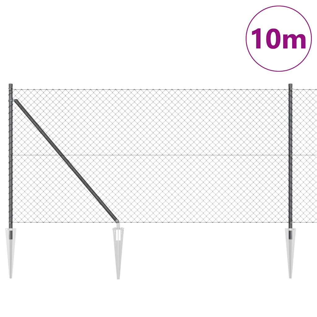 Stup za ogradu Siva 10 x 1 m (mreža 40 x 40 mm) Čelik i PVC