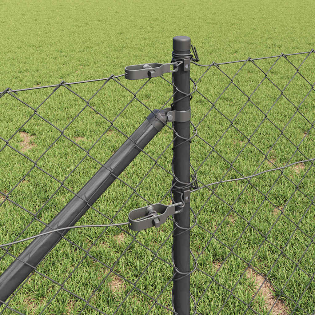 Stup za ogradu Siva 10 x 0,8 m (60 x 60 mm mreža) Čelik i PVC
