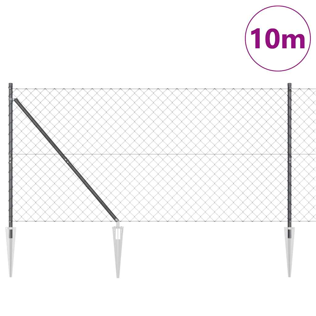 Stup za ogradu Siva 10 x 1,2 m (60 x 60 mm mrežica) Čelik i PVC