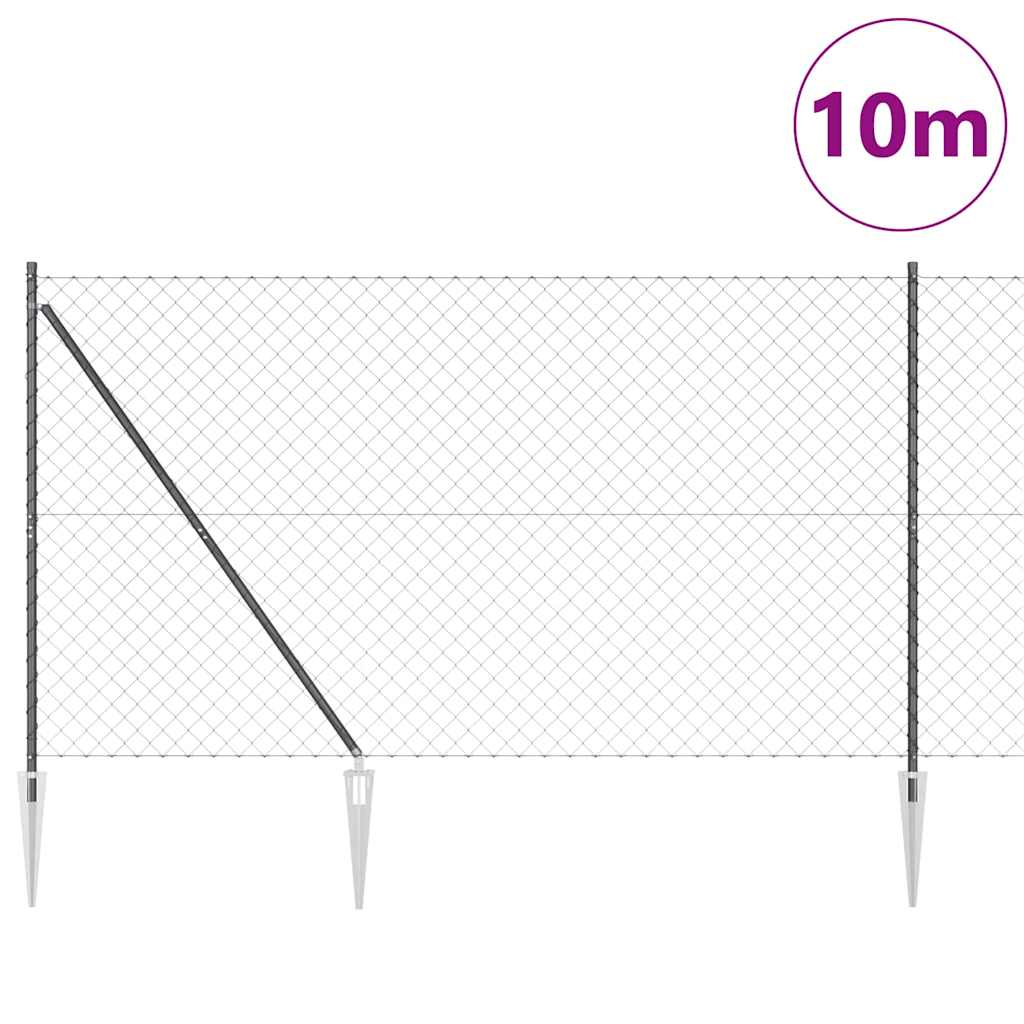 Stup za ogradu Siva 10 x 1,6 m (60 x 60 mm mreža) Čelik i PVC