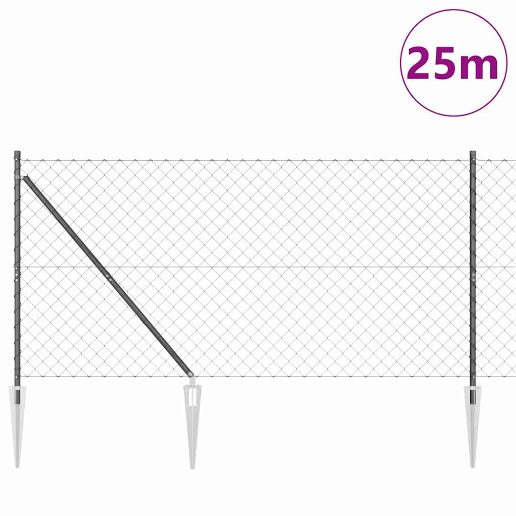 Stup za ogradu Siva 25 x 1,2 m (60 x 60 mm mreža) Čelik i PVC
