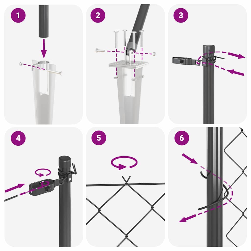 Stup za ogradu Siva 25 x 1,4 m (60 x 60 mm mreža) Čelik i PVC