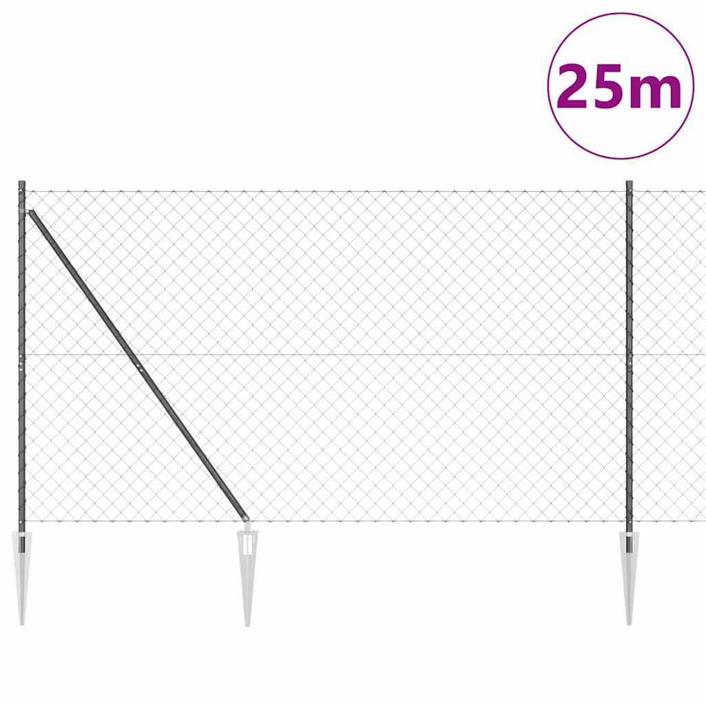 Stup za ogradu Siva 25 x 1,5 m (60 x 60 mm mreža) Čelik