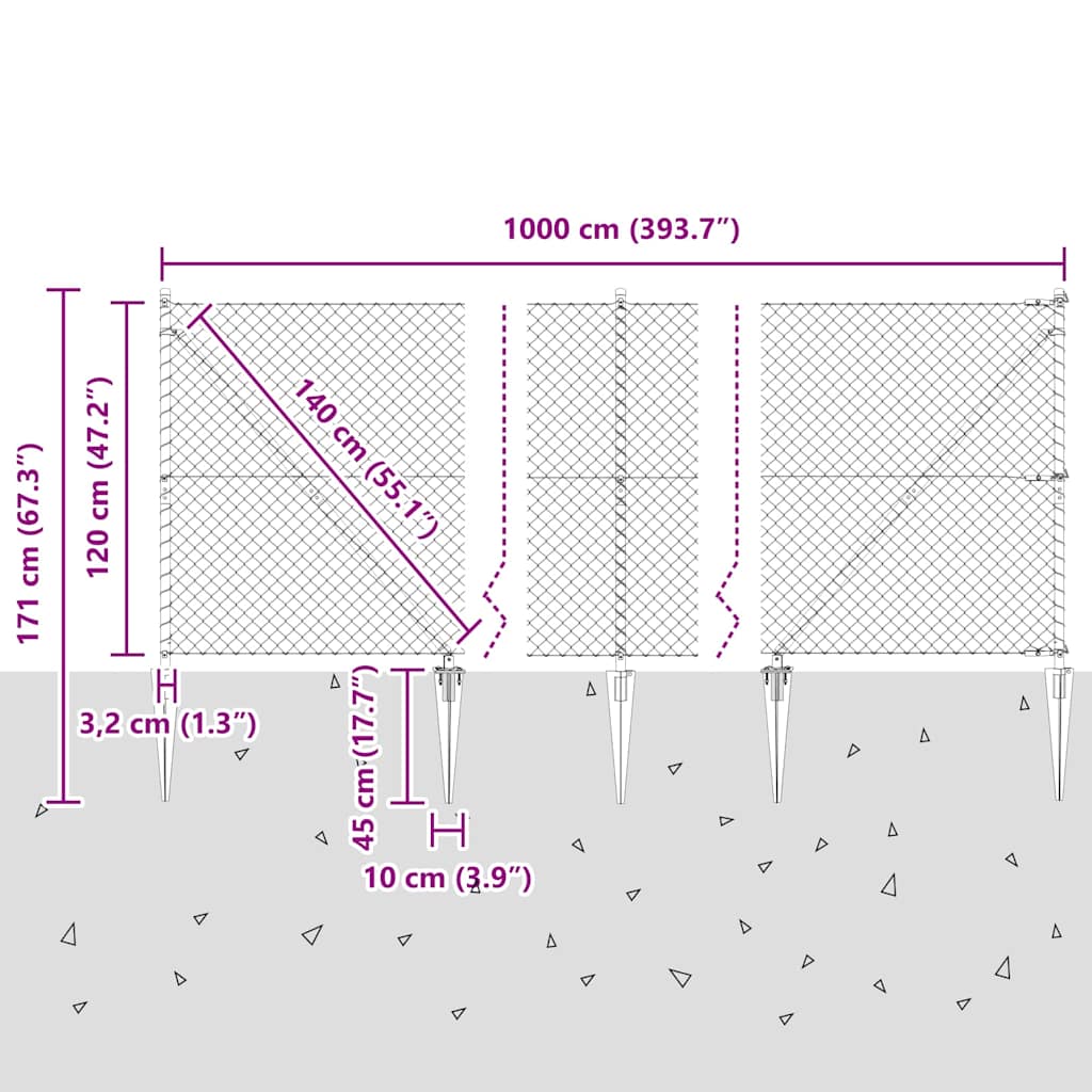 Stup za ogradu Srebrno 10 x 1,2 m (40 x 40 mm mrežica) Čelik