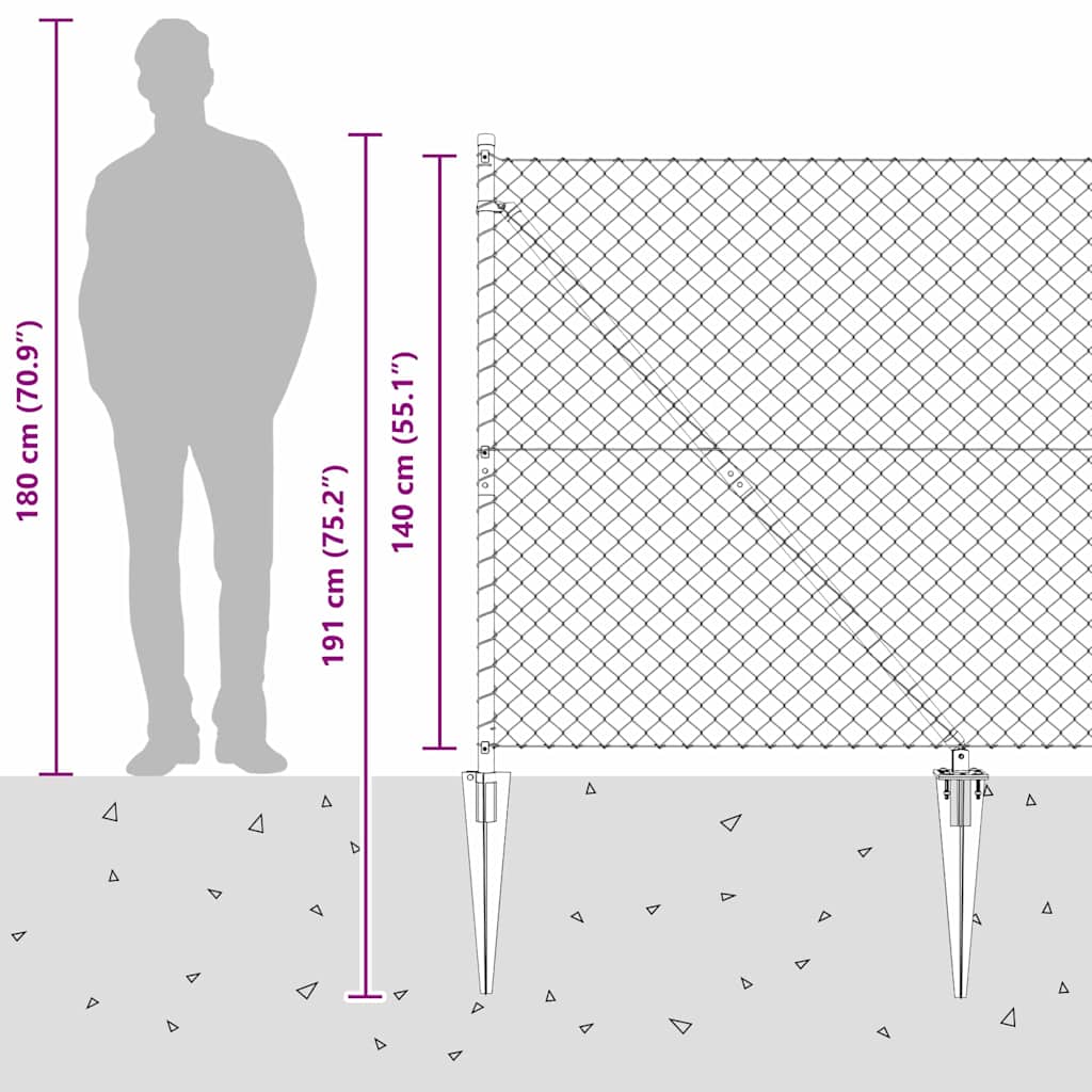 Stup za ogradu Srebrno 10 x 1,4 m (40 x 40 mm mreža) Čelik