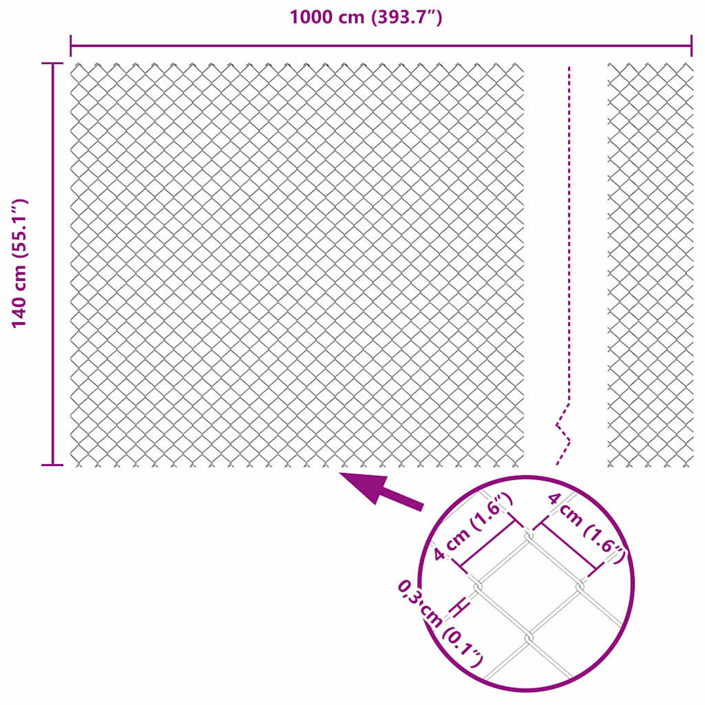 Stup za ogradu Srebrno 10 x 1,4 m (40 x 40 mm mreža) Čelik