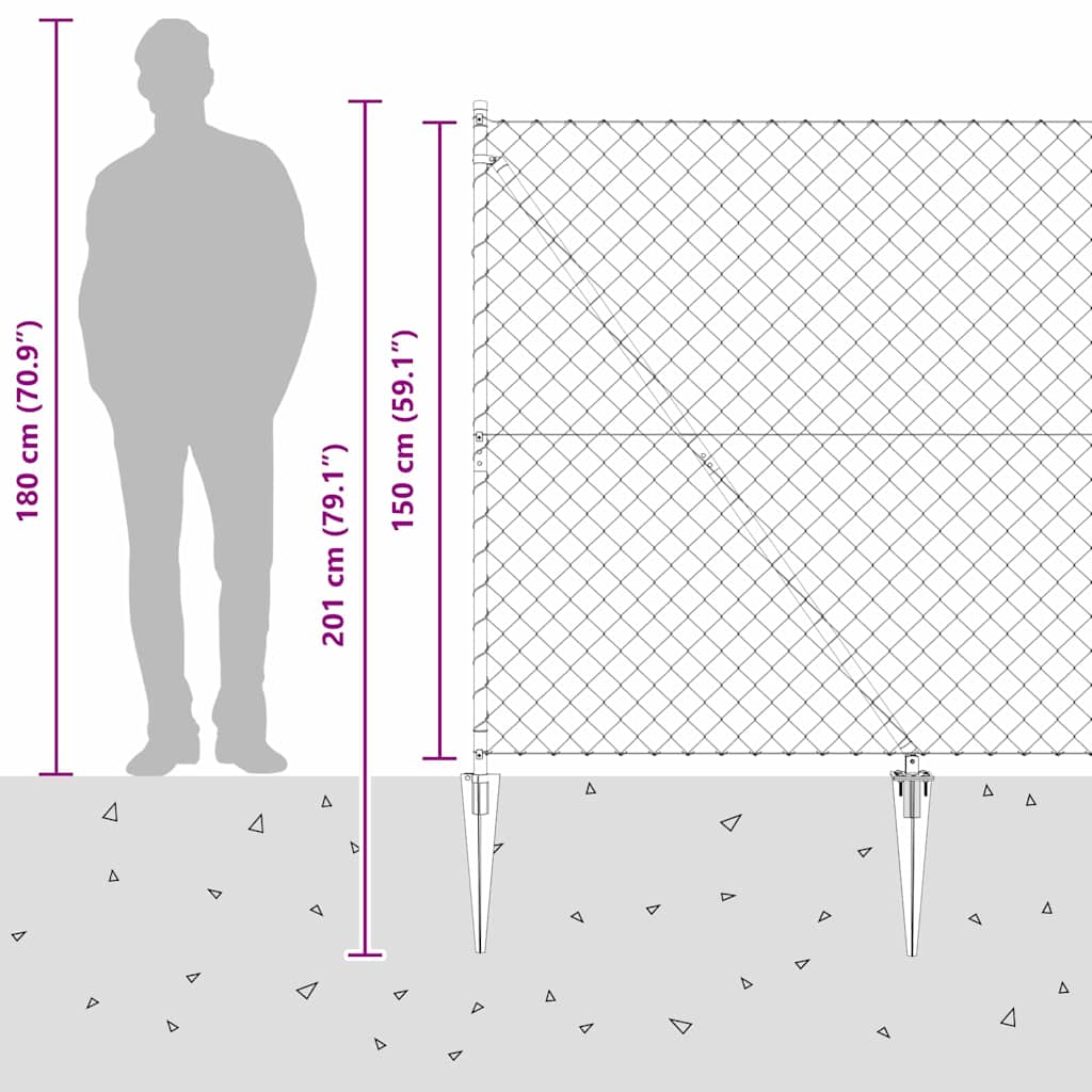 Stup za ogradu Srebrno 10 x 1,5 m (40 x 40 mm mreža) Čelik