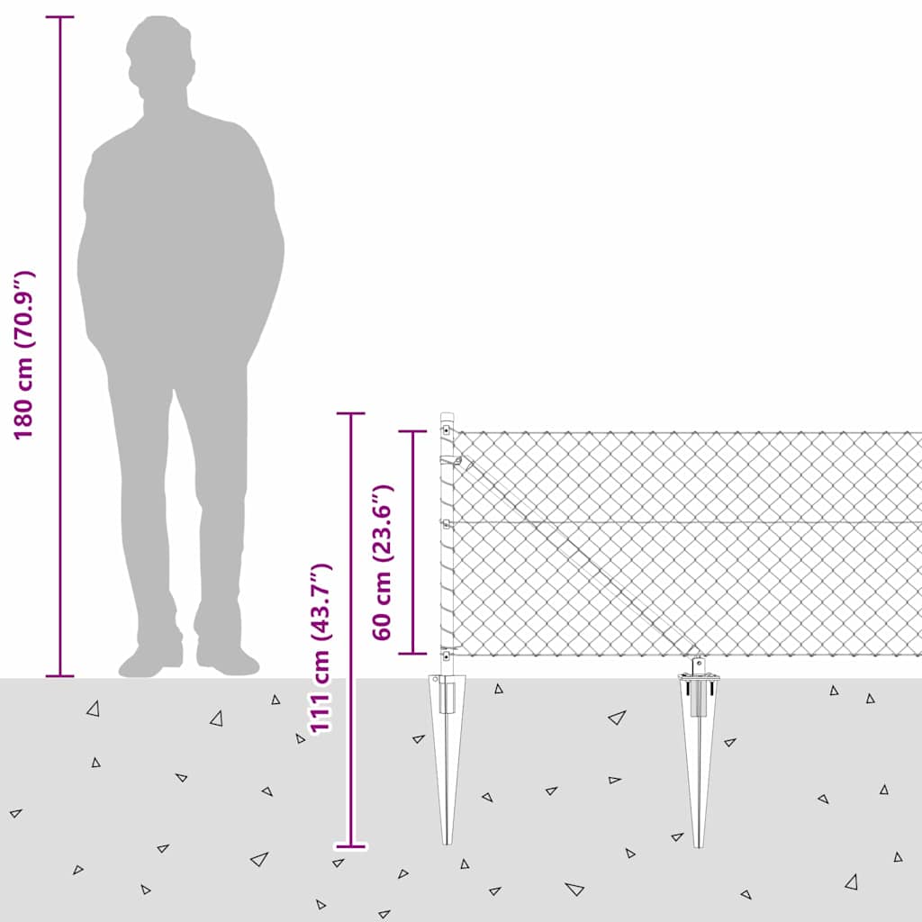 Stup za ogradu Srebrno 25 x 0,6 m (40 x 40 mm mreža) Čelik